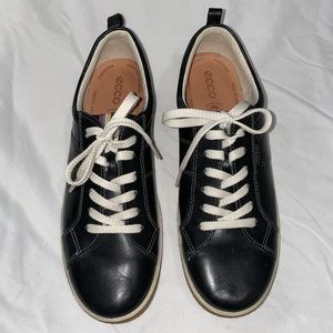 Ecco Chase Oxford Tie Sneakers Lace Up Black Leather